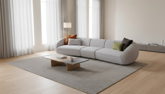 Upholstered Furniture Six-seater Living Room Couch Textile Sofas Modern Furniture