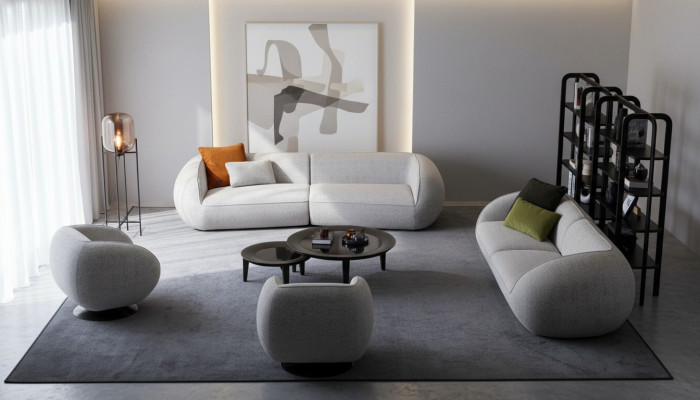 Sofa set lounge seating group three-seater armchair upholstered corner modern
