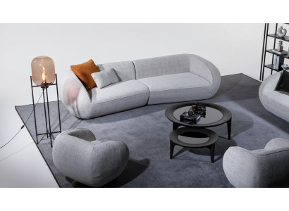 Gray luxury sofa set, four-seater armchair, luxury couches, textile furniture.