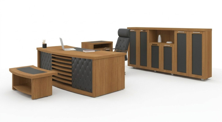 Design office set luxury wood furniture desk cabinet set 4-piece