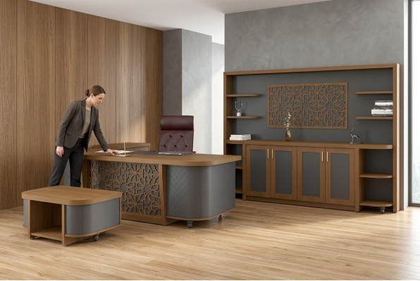 Designer Office Suite Study Room Furniture Luxury Set Desk 4-piece