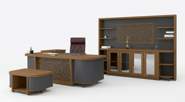 Designer Office Suite Study Room Furniture Luxury Set Desk 4-piece