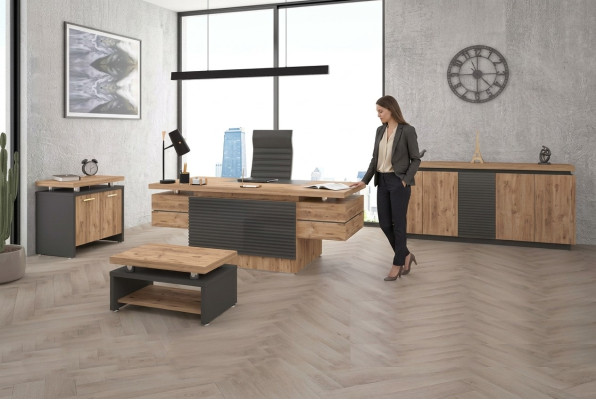 Luxury Office Suite Study Room Furniture Desks Wardrobe 4-piece Set