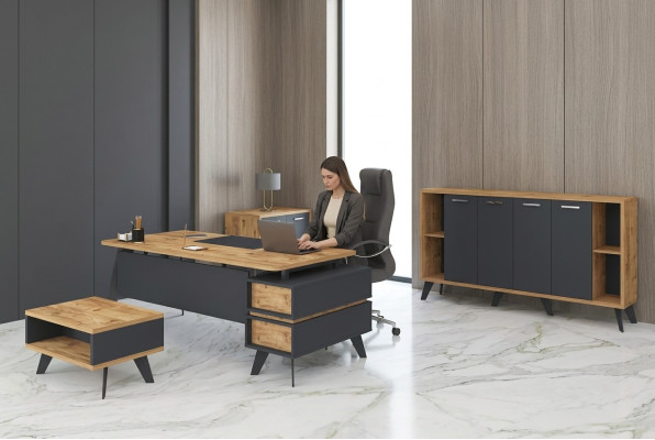 Office furniture set study desks cabinets table 4-piece