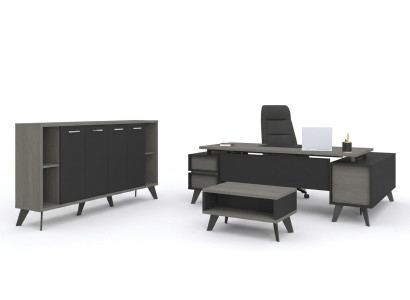 Study Office Furniture Desk Coffee Table Filing Cabinet 3-piece Set