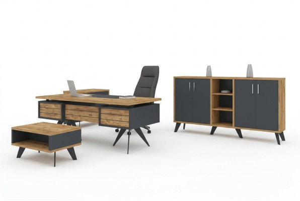 Large office room set: office furniture, desk, dresser, table