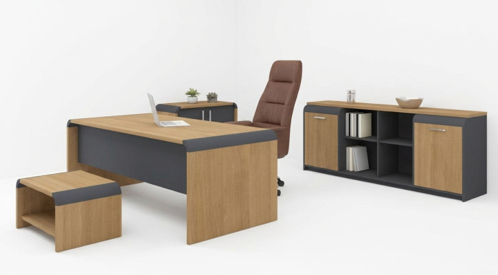 Large Office Set Desk Dresser Coffee Table Complete