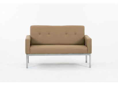 Beige two-seater office furniture upholstered sofa wooden frame textile furnishings