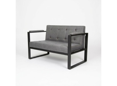 Designer gray two-seater bench with textile upholstery for office furniture