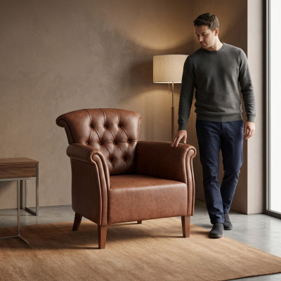 Designer armchair brown luxury Chesterfield furniture luxury office executive chair