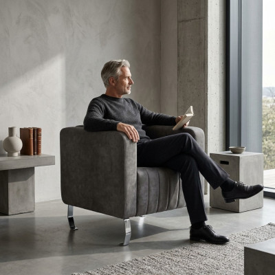 Gray armchair modern design furniture study new office textile