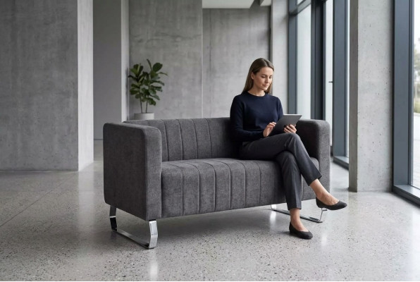 Black two-seater study furniture gray luxury couch textile furniture