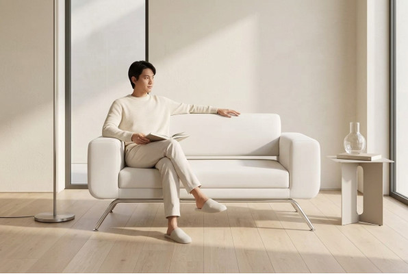 White luxury two-seater luxury couch textile fabric office furniture