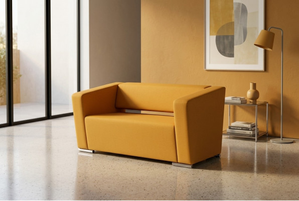 Yellow sofa luxury two-seater couch office office furnishing textile furniture