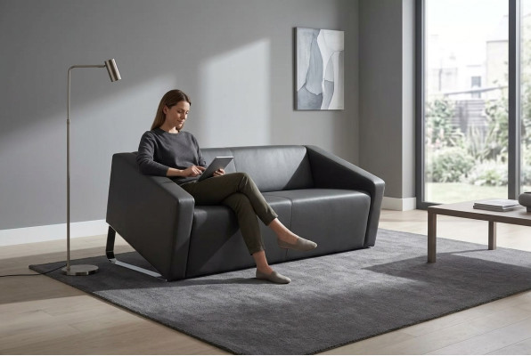 Modern two-seater leather sofas upholstered couches office furniture