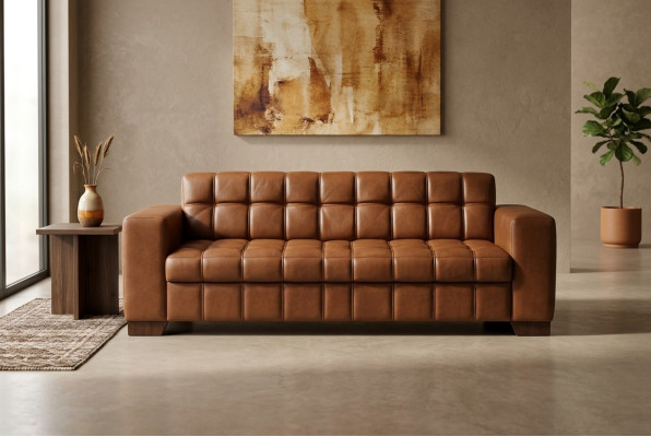 Brown three-seater luxury sofa office furniture office arrangement office design