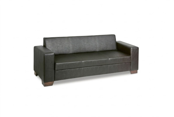 Black office three-seater study sofa luxury couch upholstered furniture
