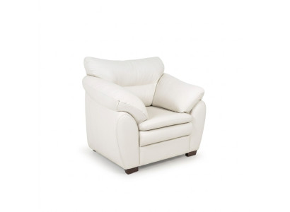White armchair, study room furniture, office upholstered armchair, textile seat.