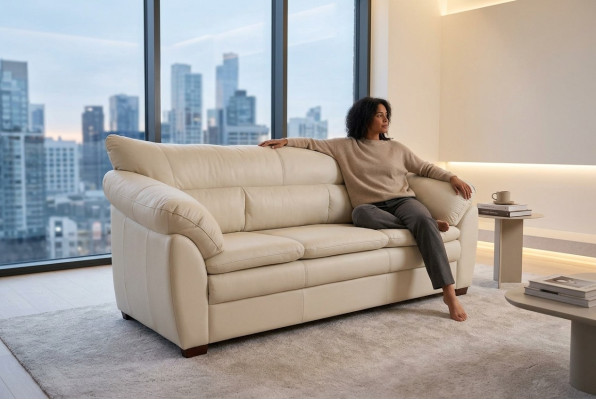 White luxury three-seater study furniture modern three-seater couch