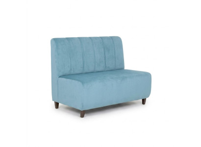 Blue two-seater study sofa textile couch modern seating furniture