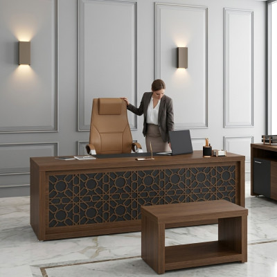 Classic desk study table wooden furniture office 220x90cm