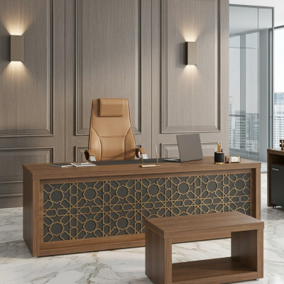 Classic desk study table wooden furniture office 220x90cm