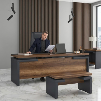Brown gray desk 220x90cm luxury table executive desk office