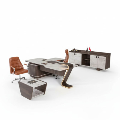 Furniture Luxury Office Equipment Complete Set Table Cabinet 3-piece Law Firm