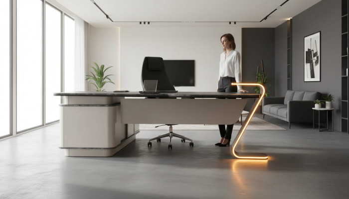 Desk LED Illuminated Design Table Office Furniture Tables 250cm