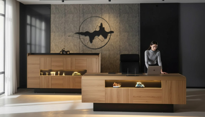 Designer wooden desk, office furniture, luxury tables, office, new