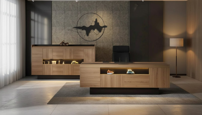 Designer wooden desk, office furniture, luxury tables, office, new