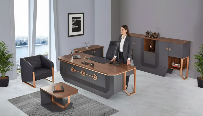 Office furniture set luxury study room furniture desk cabinets coffee table