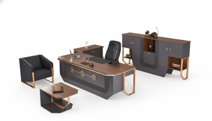 Office furniture set luxury study room furniture desk cabinets coffee table