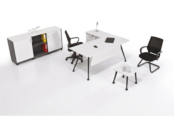 White corner desk, study furniture, office cabinet, coffee table, three-piece table set
