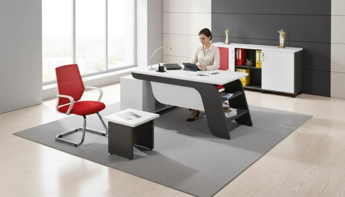 White Office Set Corner Desk Office Furniture Cabinet Coffee Table 3-Piece New