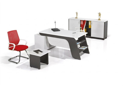 White Office Set Corner Desk Office Furniture Cabinet Coffee Table 3-Piece New