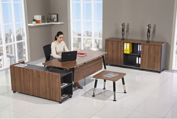 Table Wooden Furniture Office Set Study Room Furniture Corner Desk Cabinets 3 pcs