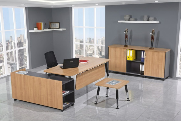Table Wooden Furniture Office Set Study Room Furniture Corner Desk Cabinets 3 pcs