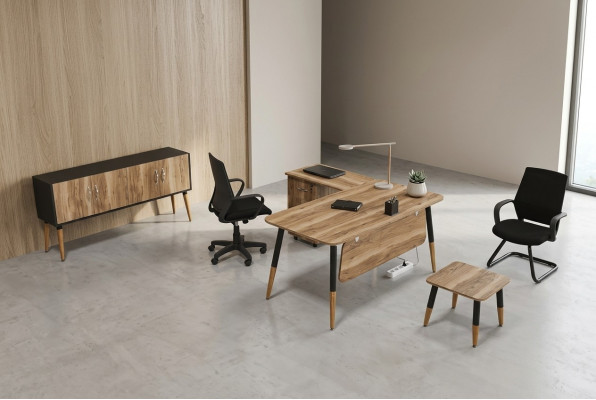 Office furniture set study office furnishing table suite corner desk 3-piece