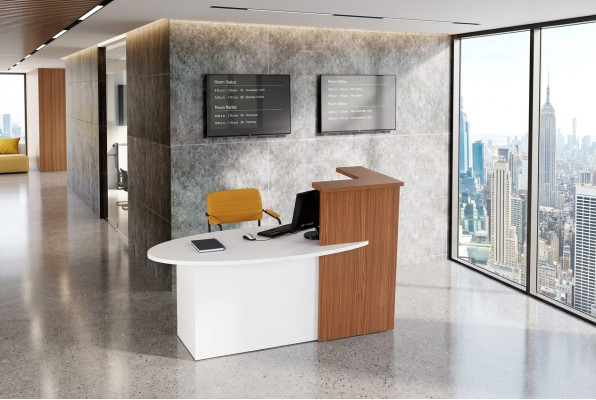 Reception, front desk, counter, law firm, practice, nightclub, industrial tables, office
