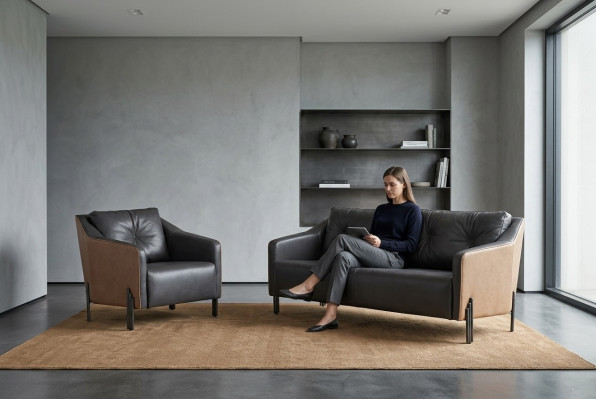 Three-seater sofa set armchair textile furniture study seating group sofa