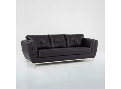 Black three-seater couch luxury furniture modern sofa upholstered leather couch