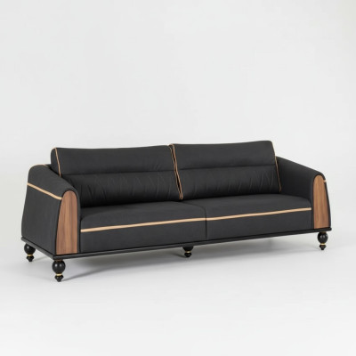 Black designer sofa office furniture style modern couch three-seater