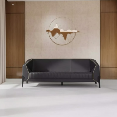 Black leather sofa office furniture living room new couch luxury upholstered sofas