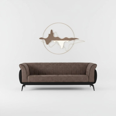 Brown three-seater study sofa luxury designer furniture office couch