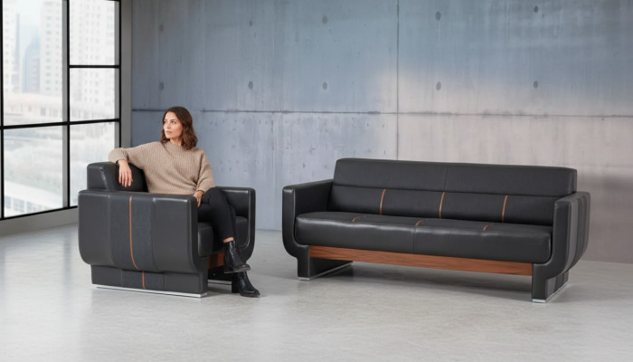 Modern office furniture luxury complete study set three-seater armchair