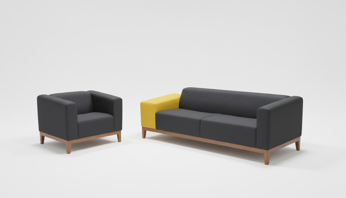 Upholstered furniture gray sofa set three-seater armchair set study set
