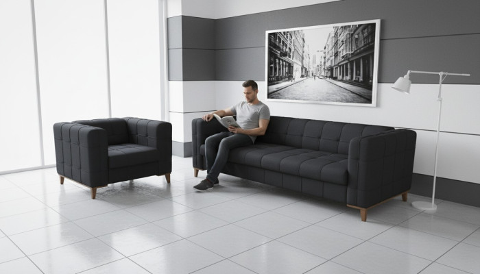 Upholstered seating group sofas luxury couch set three-seater armchair fabric