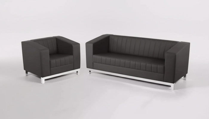 Gray luxury sofa set three-seater armchair upholstered furniture couch set 2-piece