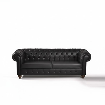Black Chesterfield three-seater office furniture couch luxury seat